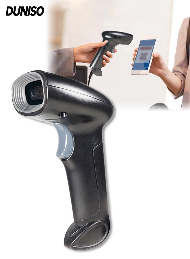 Wireless 2D QR Barcode Scanner,Wired Handheld Bar,1D 2D Code Imager Reader,Plug and Play,Anti Shock and Anti Fall,for Laptops, Computers, Cashier, POS